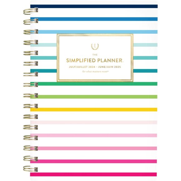 AT-A-GLANCE 2024-2025 Emily Ley Happy Stripe Weekly/Monthly Academic Planner - Picture 1 of 4